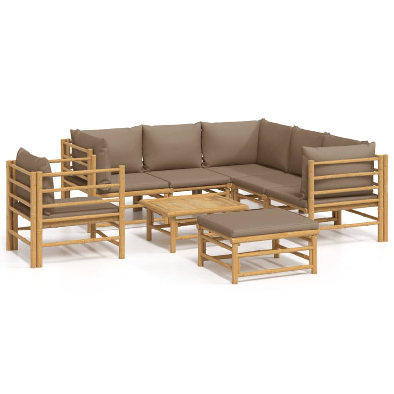 8_Piece_Garden_Lounge_Set_with_Taupe_Cushions__Bamboo_IMAGE_2_EAN:8720845744540