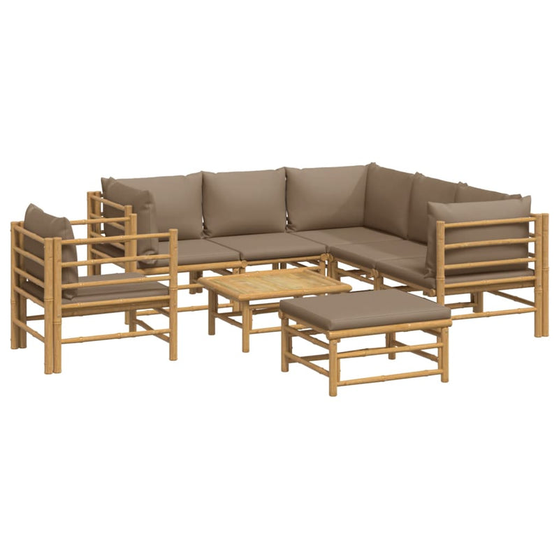 8_Piece_Garden_Lounge_Set_with_Taupe_Cushions__Bamboo_IMAGE_3_EAN:8720845744540