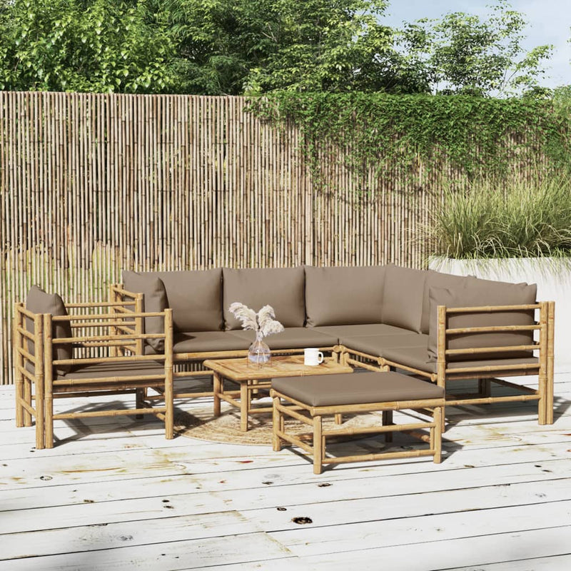 8_Piece_Garden_Lounge_Set_with_Taupe_Cushions__Bamboo_IMAGE_1_EAN:8720845744540