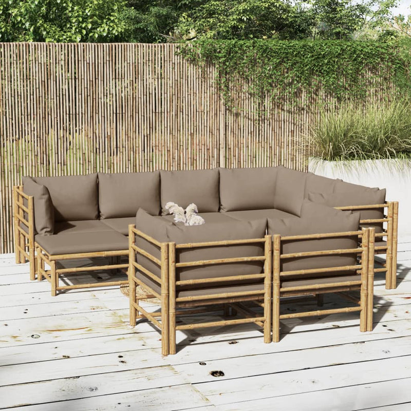 10_Piece_Garden_Lounge_Set_with_Taupe_Cushions__Bamboo_IMAGE_1_EAN:8720845744564