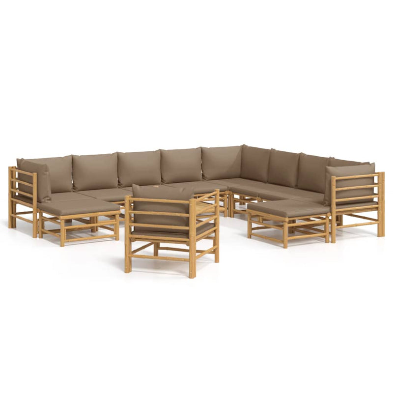 12_Piece_Garden_Lounge_Set_with_Taupe_Cushions__Bamboo_IMAGE_2_EAN:8720845744588