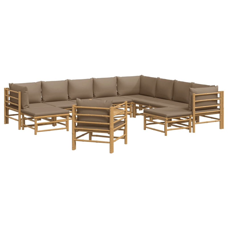 12_Piece_Garden_Lounge_Set_with_Taupe_Cushions__Bamboo_IMAGE_3_EAN:8720845744588
