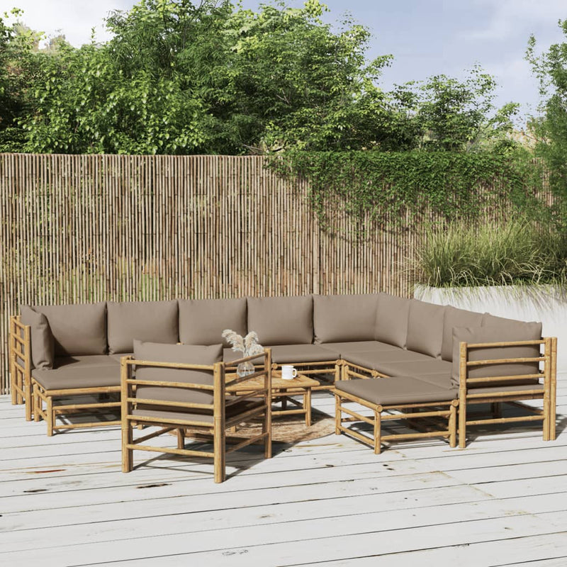 12_Piece_Garden_Lounge_Set_with_Taupe_Cushions__Bamboo_IMAGE_1_EAN:8720845744588
