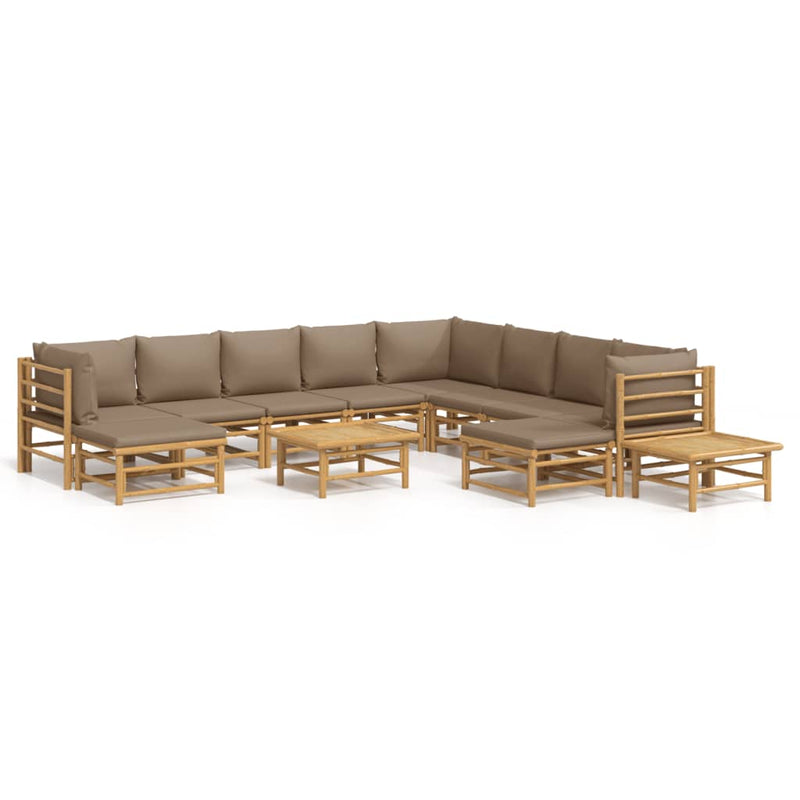 12_Piece_Garden_Lounge_Set_with_Taupe_Cushions__Bamboo_IMAGE_2_EAN:8720845744595