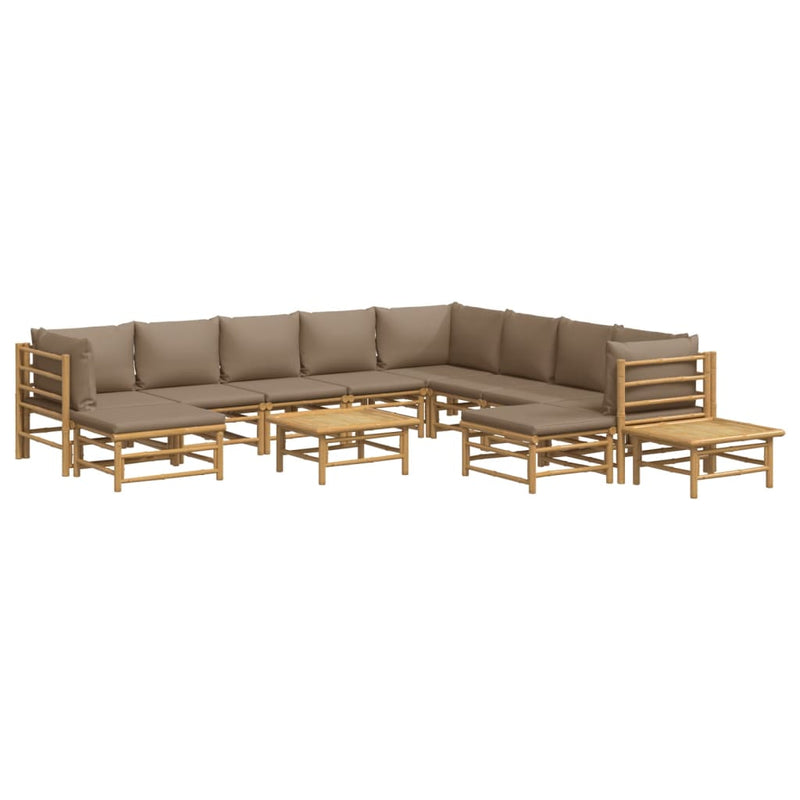 12_Piece_Garden_Lounge_Set_with_Taupe_Cushions__Bamboo_IMAGE_3_EAN:8720845744595