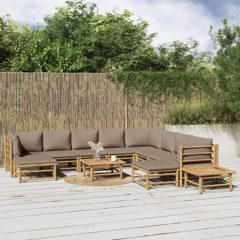 12_Piece_Garden_Lounge_Set_with_Taupe_Cushions__Bamboo_IMAGE_1_EAN:8720845744595