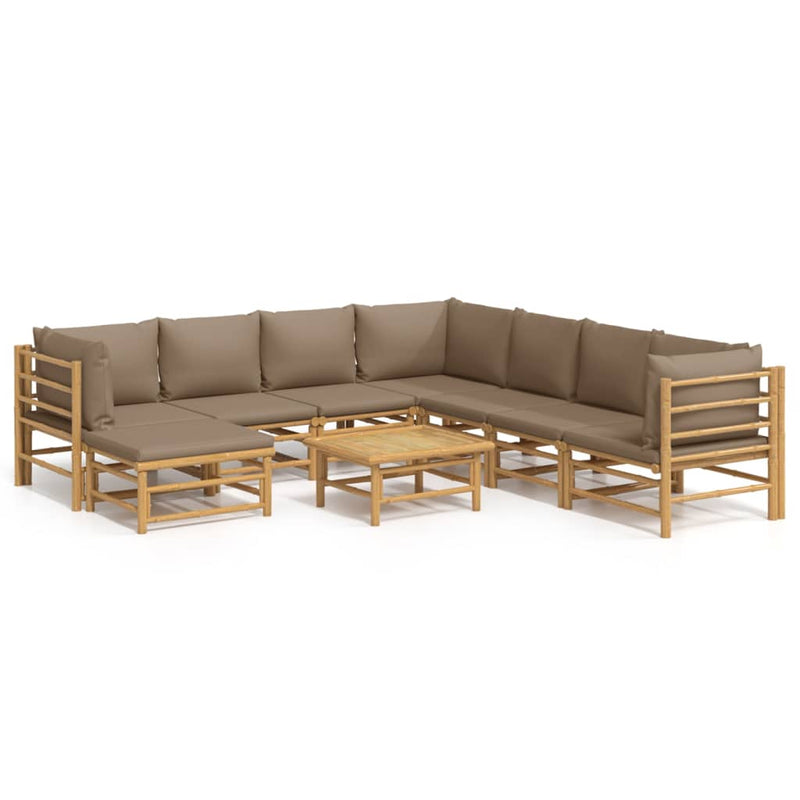 9_Piece_Garden_Lounge_Set_with_Taupe_Cushions__Bamboo_IMAGE_2_EAN:8720845744601