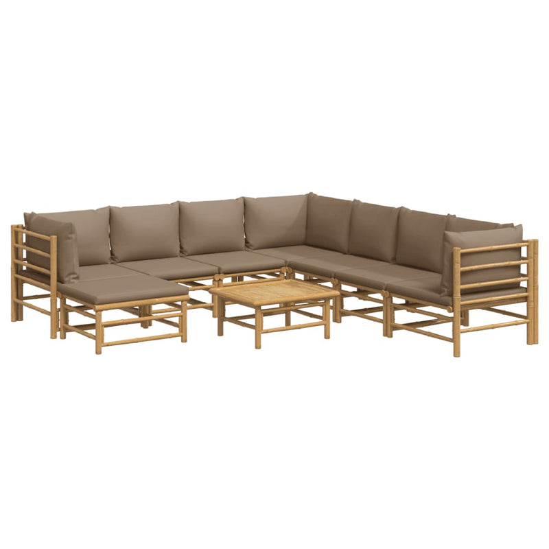 9_Piece_Garden_Lounge_Set_with_Taupe_Cushions__Bamboo_IMAGE_3_EAN:8720845744601