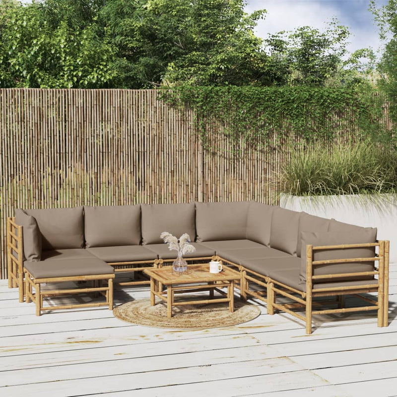 9_Piece_Garden_Lounge_Set_with_Taupe_Cushions__Bamboo_IMAGE_1_EAN:8720845744601