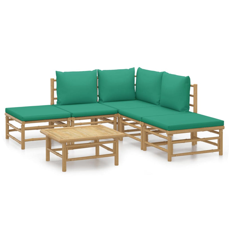 6_Piece_Garden_Lounge_Set_with_Green_Cushions__Bamboo_IMAGE_2_EAN:8720845744717