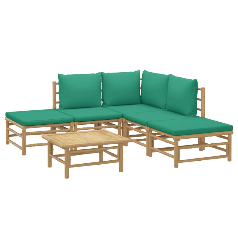 6_Piece_Garden_Lounge_Set_with_Green_Cushions__Bamboo_IMAGE_3_EAN:8720845744717