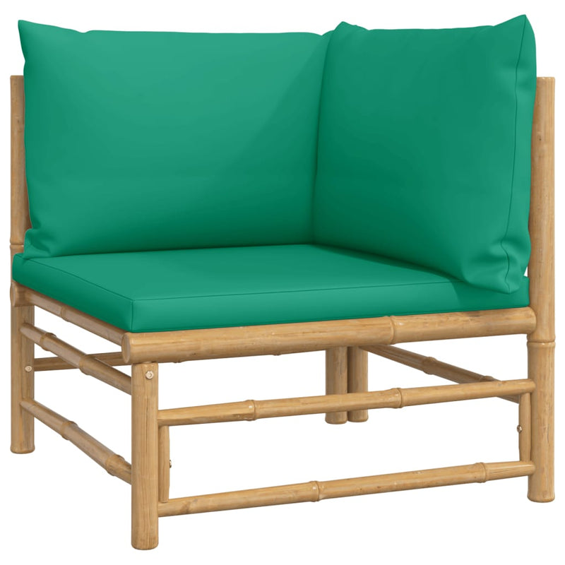 6_Piece_Garden_Lounge_Set_with_Green_Cushions__Bamboo_IMAGE_4_EAN:8720845744717