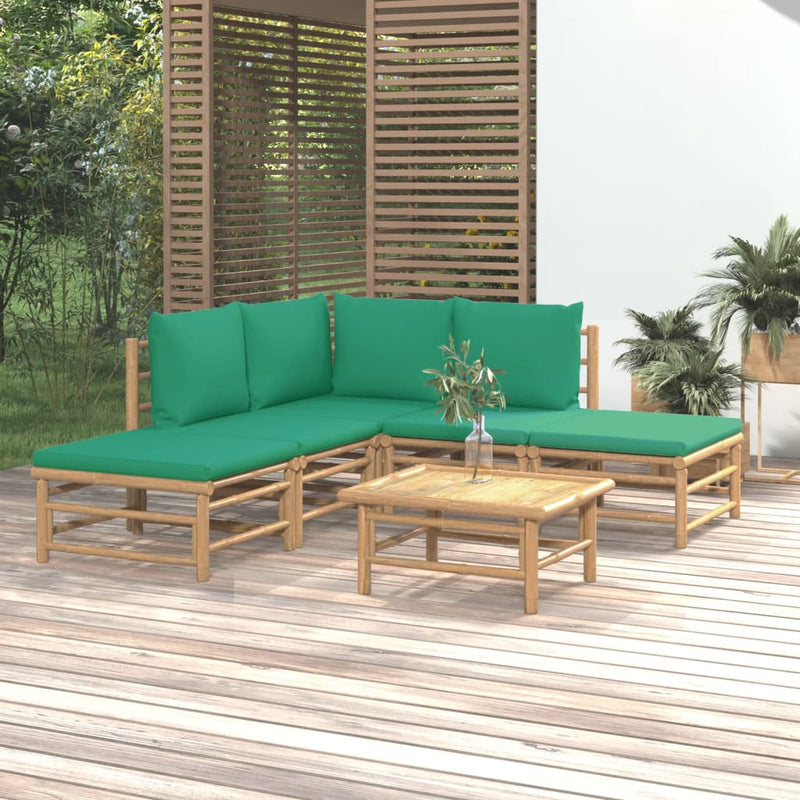 6_Piece_Garden_Lounge_Set_with_Green_Cushions__Bamboo_IMAGE_1_EAN:8720845744717