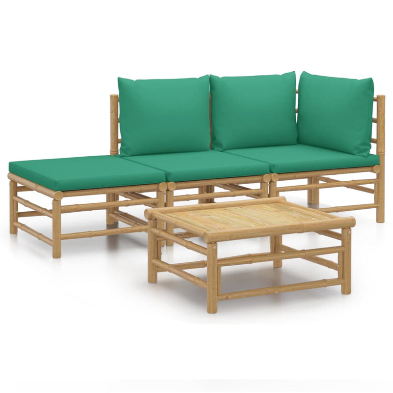 4_Piece_Garden_Lounge_Set_with_Green_Cushions__Bamboo_IMAGE_2_EAN:8720845744724