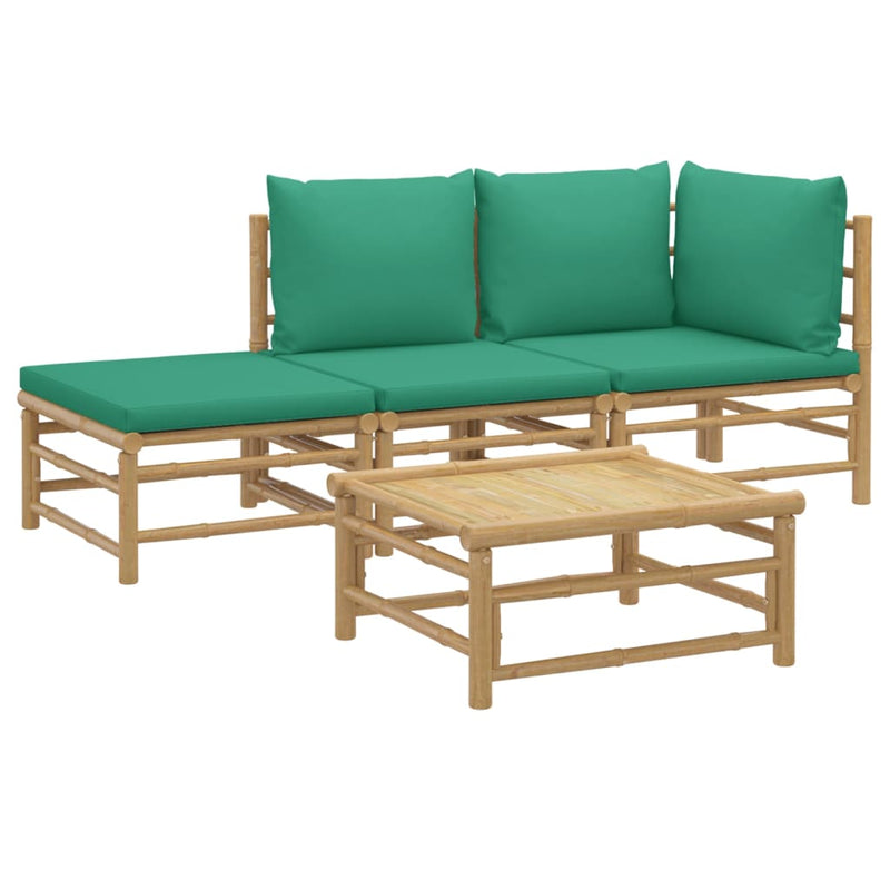4_Piece_Garden_Lounge_Set_with_Green_Cushions__Bamboo_IMAGE_3_EAN:8720845744724