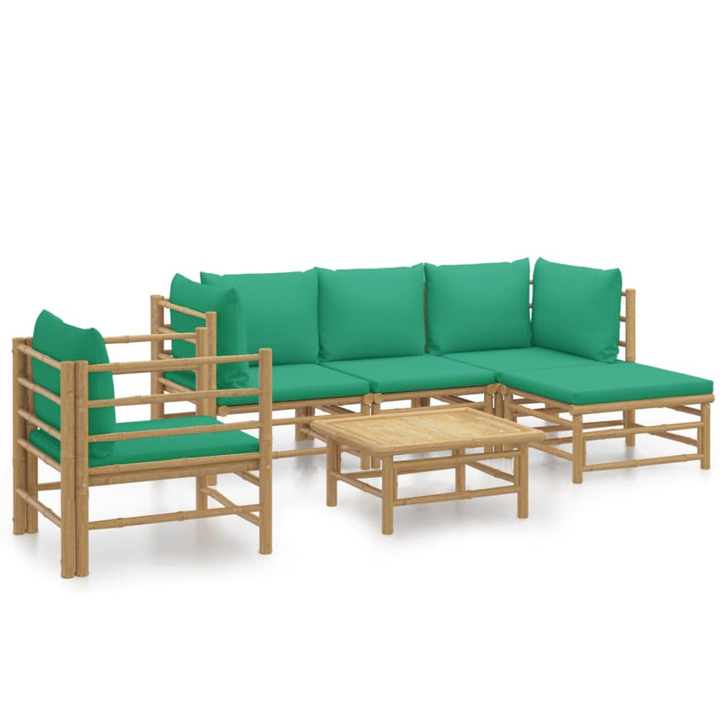 6_Piece_Garden_Lounge_Set_with_Green_Cushions__Bamboo_IMAGE_2_EAN:8720845744755