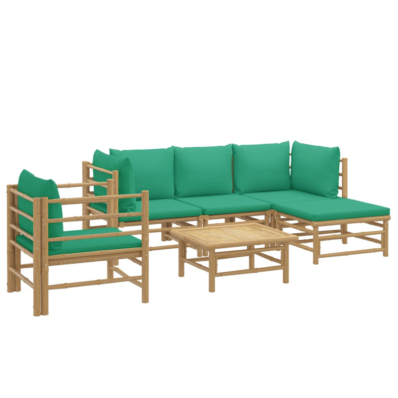 6_Piece_Garden_Lounge_Set_with_Green_Cushions__Bamboo_IMAGE_3_EAN:8720845744755