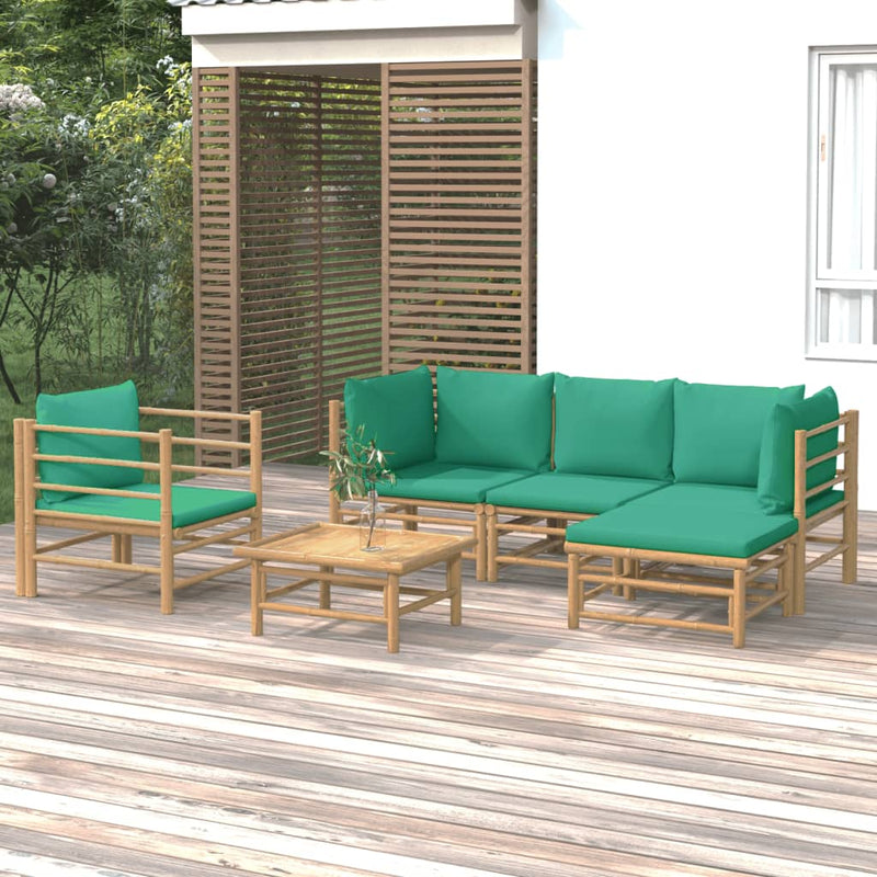 6_Piece_Garden_Lounge_Set_with_Green_Cushions__Bamboo_IMAGE_1_EAN:8720845744755