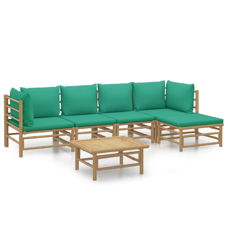 6_Piece_Garden_Lounge_Set_with_Green_Cushions__Bamboo_IMAGE_2_EAN:8720845744762