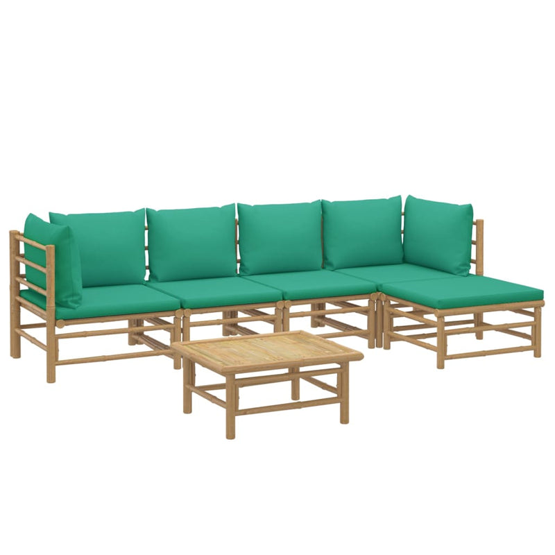 6_Piece_Garden_Lounge_Set_with_Green_Cushions__Bamboo_IMAGE_3_EAN:8720845744762