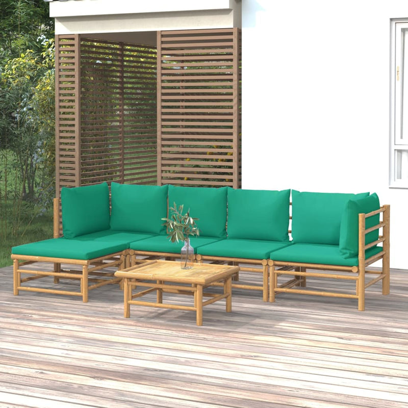 6_Piece_Garden_Lounge_Set_with_Green_Cushions__Bamboo_IMAGE_1_EAN:8720845744762
