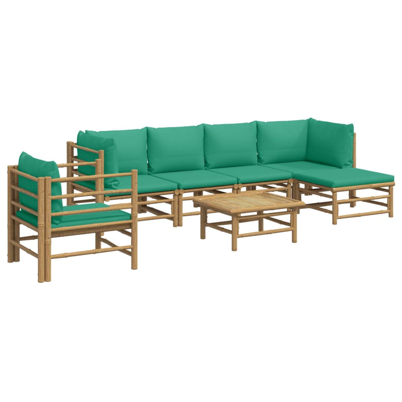 7_Piece_Garden_Lounge_Set_with_Green_Cushions__Bamboo_IMAGE_3_EAN:8720845744779