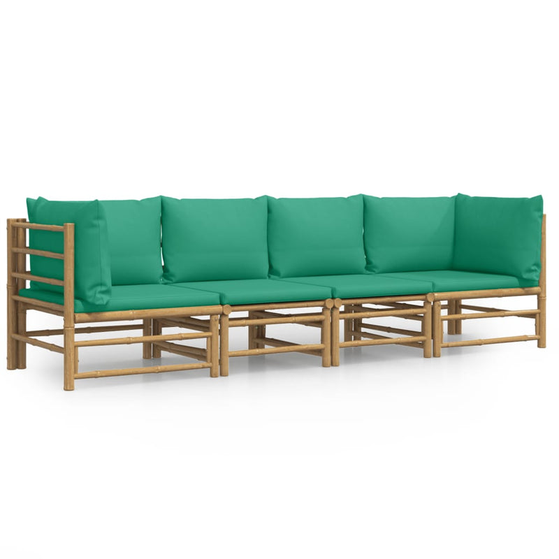 4_Piece_Garden_Lounge_Set_with_Green_Cushions__Bamboo_IMAGE_2_EAN:8720845744809