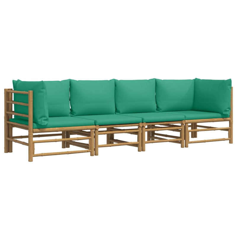 4_Piece_Garden_Lounge_Set_with_Green_Cushions__Bamboo_IMAGE_3_EAN:8720845744809