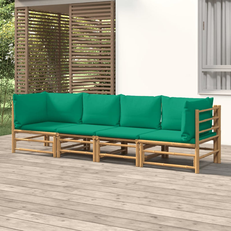 4_Piece_Garden_Lounge_Set_with_Green_Cushions__Bamboo_IMAGE_1_EAN:8720845744809