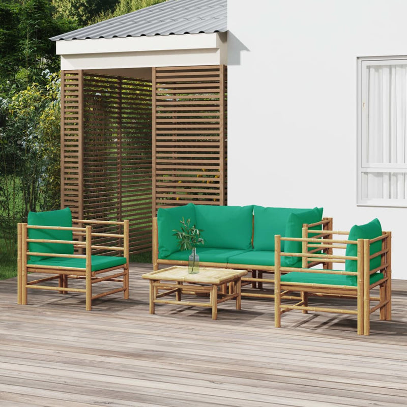 5_Piece_Garden_Lounge_Set_with_Green_Cushions__Bamboo_IMAGE_1_EAN:8720845744816