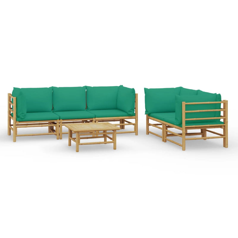 6_Piece_Garden_Lounge_Set_with_Green_Cushions__Bamboo_IMAGE_2_EAN:8720845744823