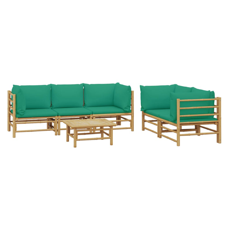 6_Piece_Garden_Lounge_Set_with_Green_Cushions__Bamboo_IMAGE_3_EAN:8720845744823