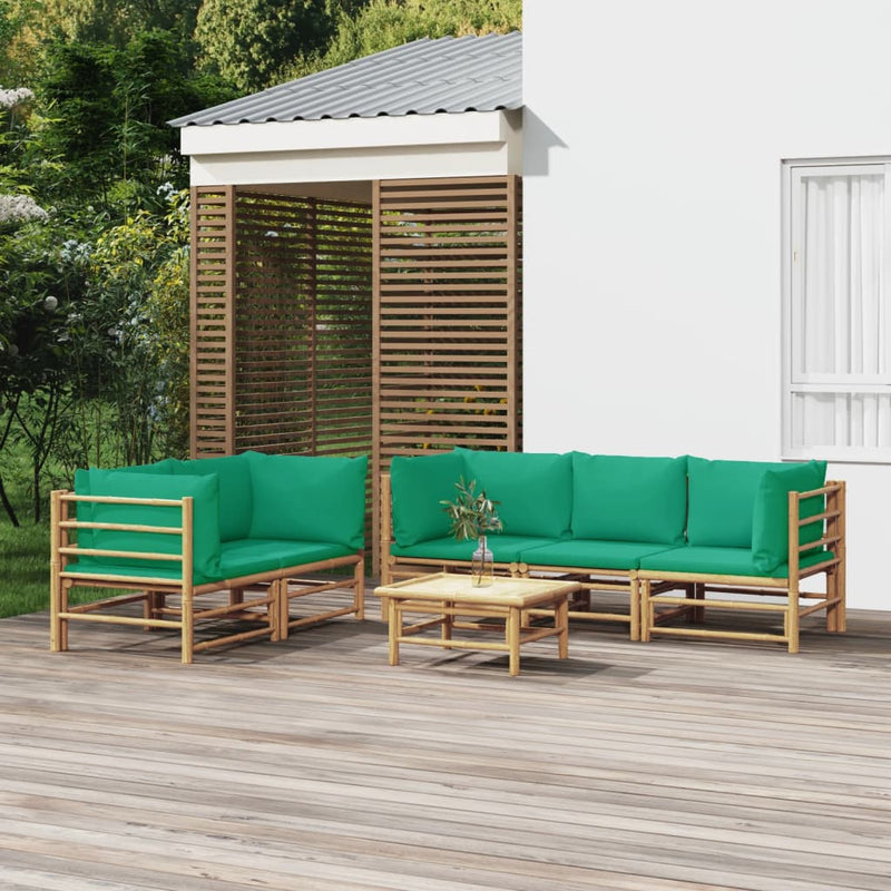 6_Piece_Garden_Lounge_Set_with_Green_Cushions__Bamboo_IMAGE_1_EAN:8720845744823