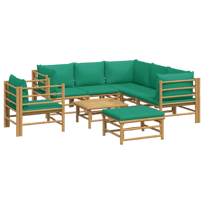 8_Piece_Garden_Lounge_Set_with_Green_Cushions__Bamboo_IMAGE_3_EAN:8720845744861