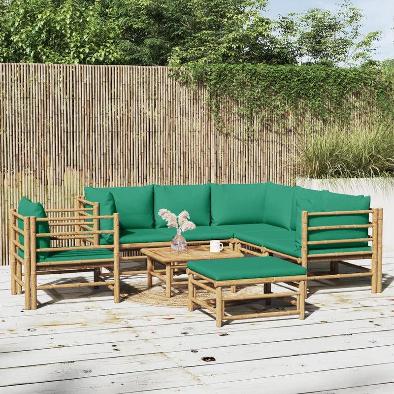 8_Piece_Garden_Lounge_Set_with_Green_Cushions__Bamboo_IMAGE_1_EAN:8720845744861