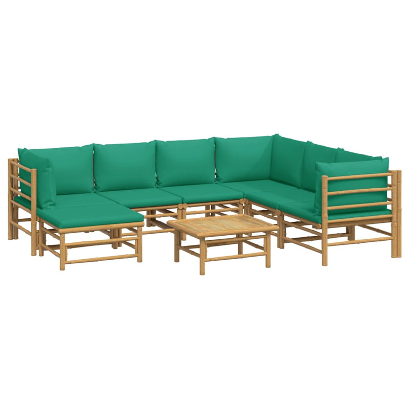 8_Piece_Garden_Lounge_Set_with_Green_Cushions__Bamboo_IMAGE_3_EAN:8720845744878