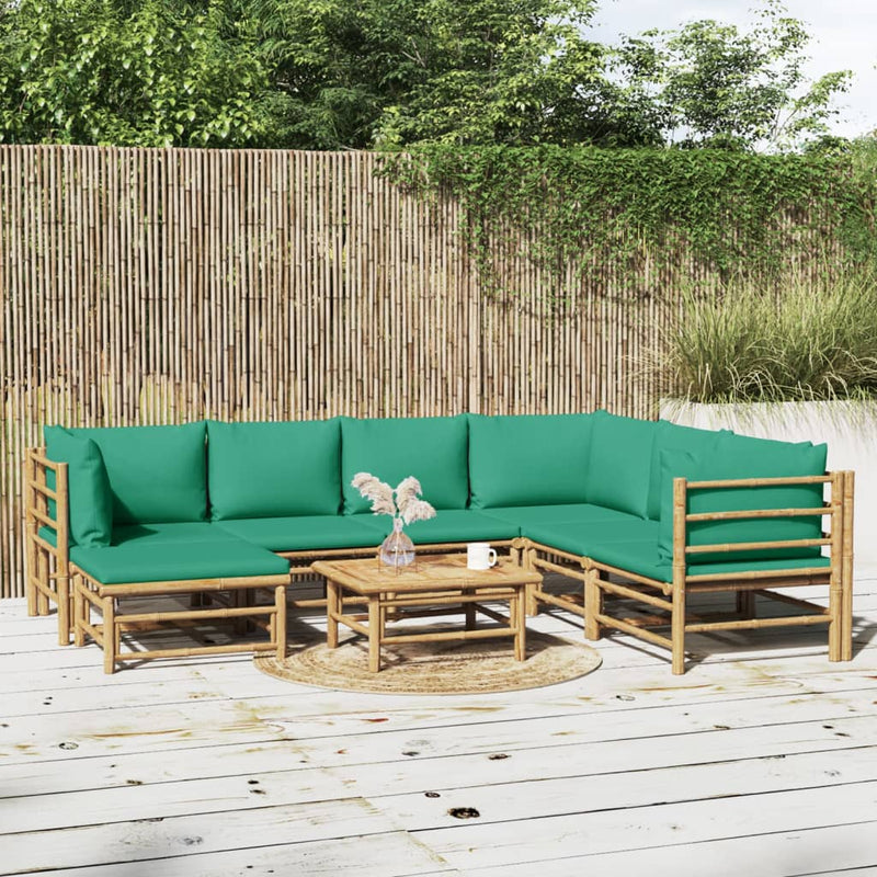 8_Piece_Garden_Lounge_Set_with_Green_Cushions__Bamboo_IMAGE_1_EAN:8720845744878