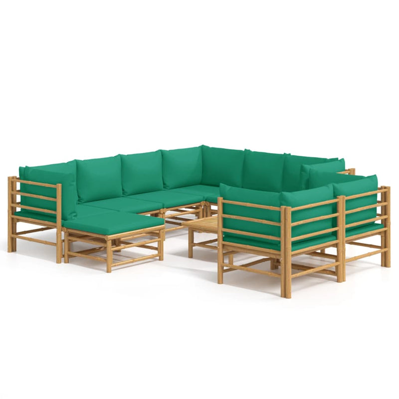 10_Piece_Garden_Lounge_Set_with_Green_Cushions__Bamboo_IMAGE_2_EAN:8720845744885