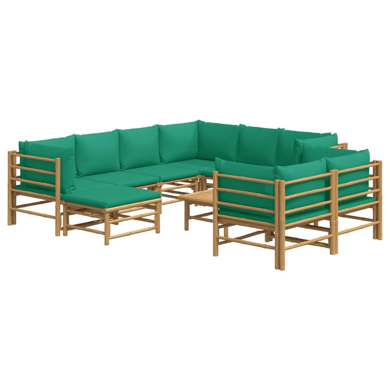10_Piece_Garden_Lounge_Set_with_Green_Cushions__Bamboo_IMAGE_3_EAN:8720845744885