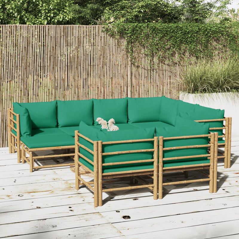 10_Piece_Garden_Lounge_Set_with_Green_Cushions__Bamboo_IMAGE_1_EAN:8720845744885