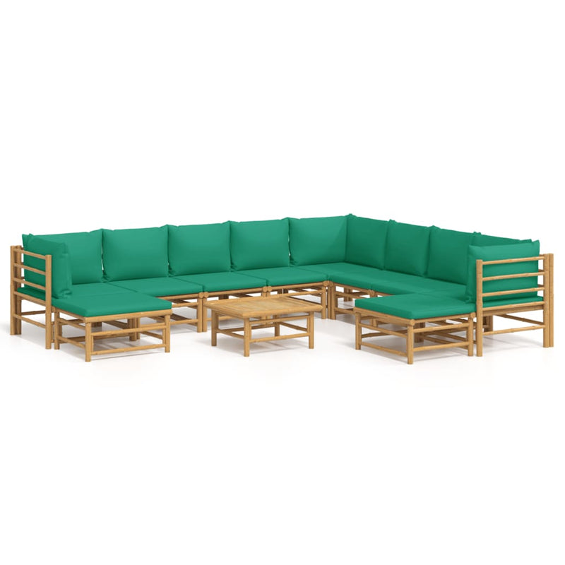 11_Piece_Garden_Lounge_Set_with_Green_Cushions__Bamboo_IMAGE_2_EAN:8720845744892