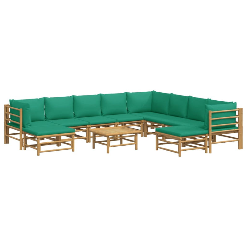 11_Piece_Garden_Lounge_Set_with_Green_Cushions__Bamboo_IMAGE_3_EAN:8720845744892