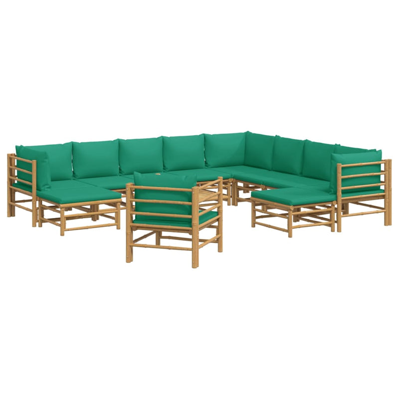 12_Piece_Garden_Lounge_Set_with_Green_Cushions__Bamboo_IMAGE_3_EAN:8720845744908