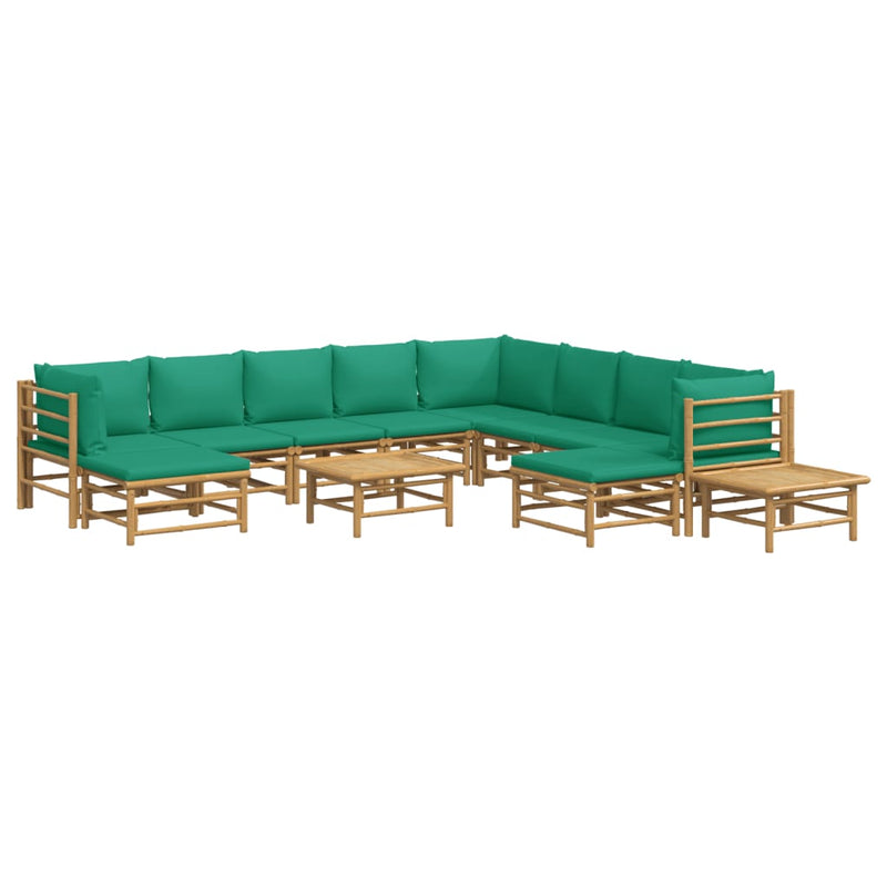 12_Piece_Garden_Lounge_Set_with_Green_Cushions__Bamboo_IMAGE_3_EAN:8720845744915