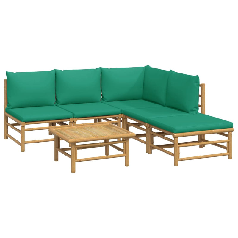 6_Piece_Garden_Lounge_Set_with_Green_Cushions__Bamboo_IMAGE_3_EAN:8720845744953