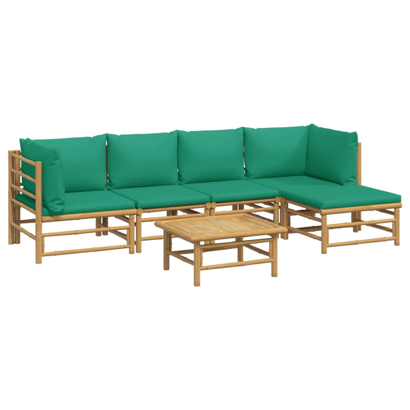 6_Piece_Garden_Lounge_Set_with_Green_Cushions__Bamboo_IMAGE_3_EAN:8720845744960