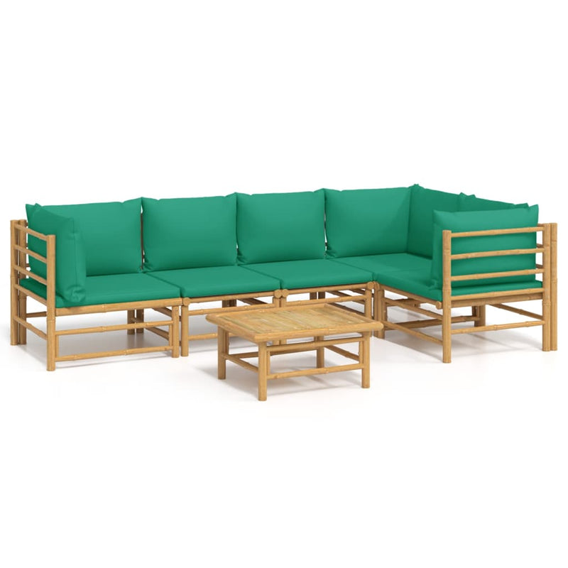 6_Piece_Garden_Lounge_Set_with_Green_Cushions__Bamboo_IMAGE_2_EAN:8720845744977