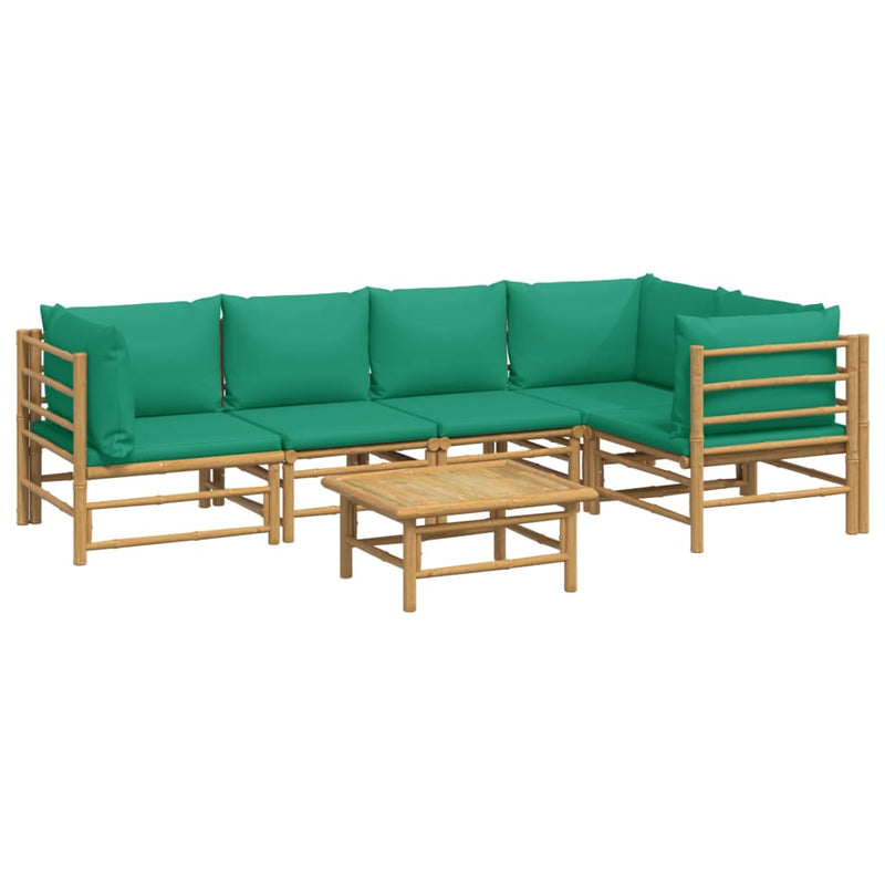 6_Piece_Garden_Lounge_Set_with_Green_Cushions__Bamboo_IMAGE_3_EAN:8720845744977
