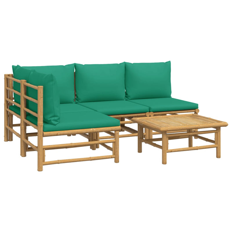 5_Piece_Garden_Lounge_Set_with_Green_Cushions__Bamboo_IMAGE_3_EAN:8720845744984