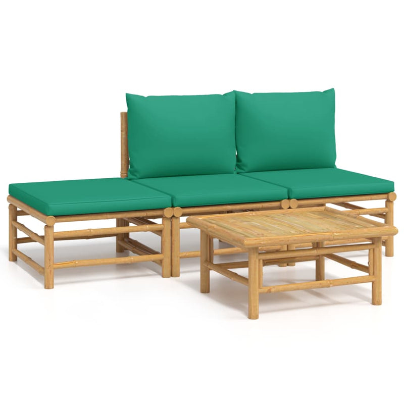 4_Piece_Garden_Lounge_Set_with_Green_Cushions__Bamboo_IMAGE_2_EAN:8720845744991
